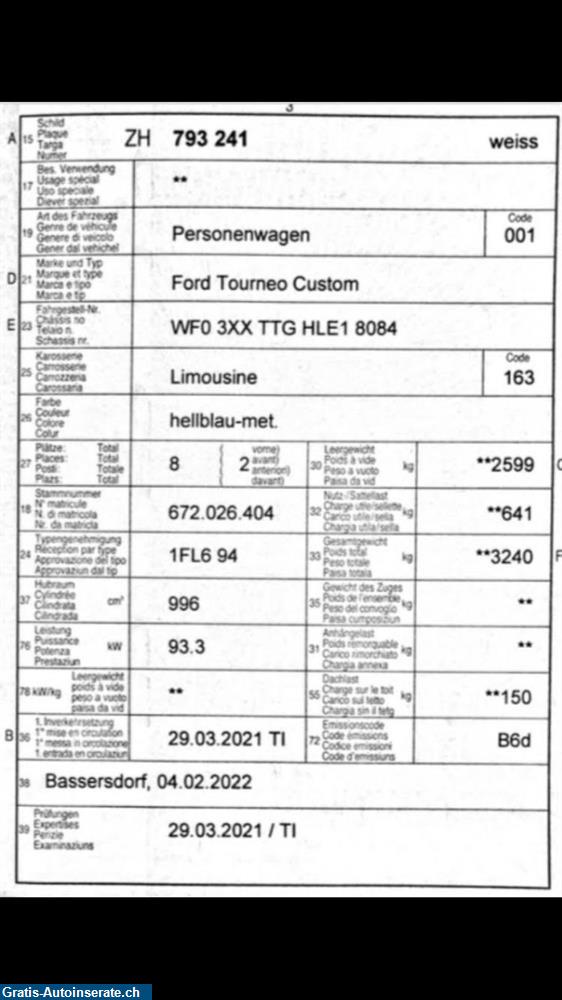 Bild 6: Occasion Ford Tourneo Custom 300 L1H1 Van