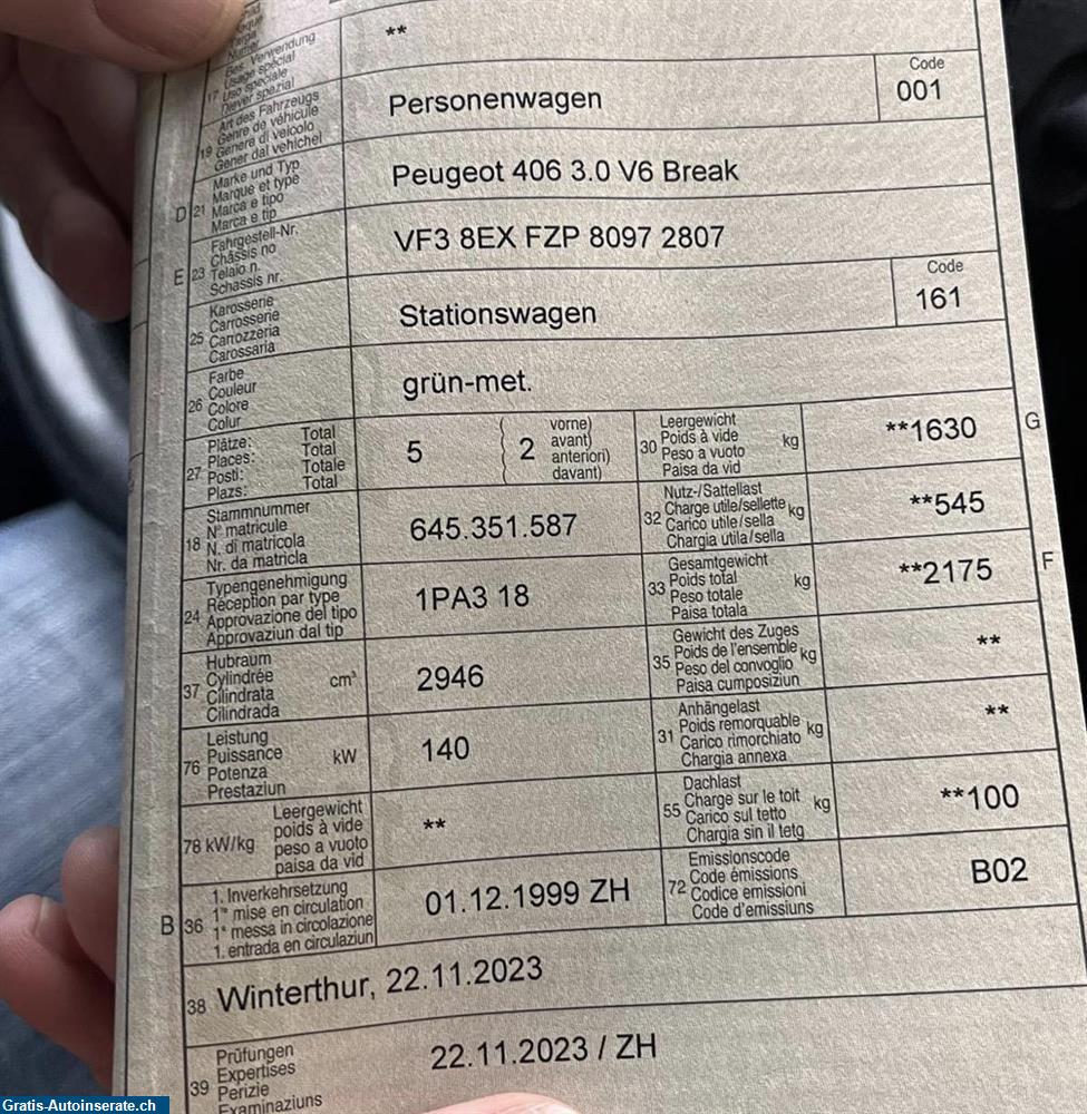 Occasion Peugeot 406 3.0 V6 Kombi