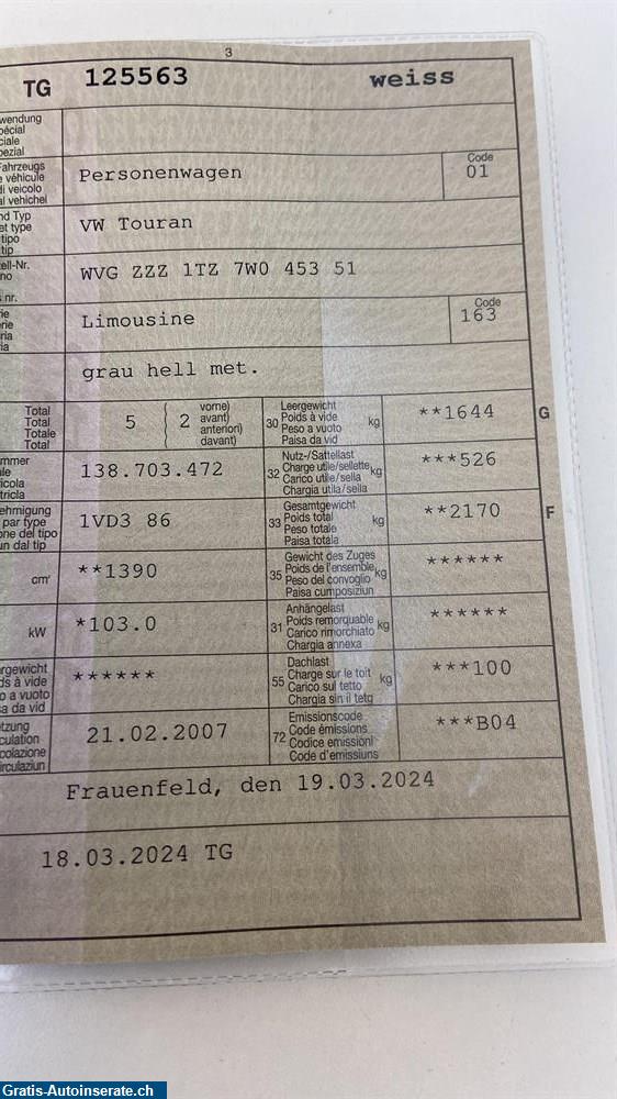 Bild 3: Occasion VW Touran Limousine