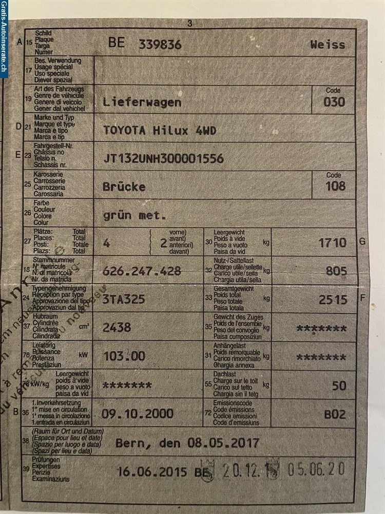Bild 7: Occasion Toyota Hilux 4WD Lieferwagen