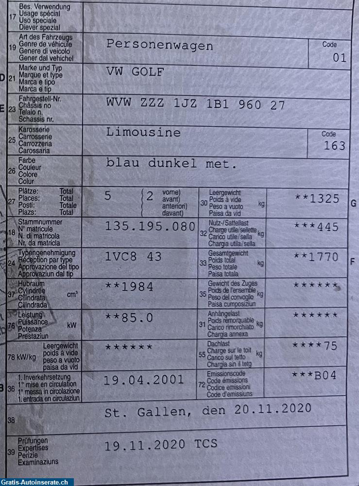 Bild 4: Occasion VW Golf 4 2.0 Comfortline Limousine