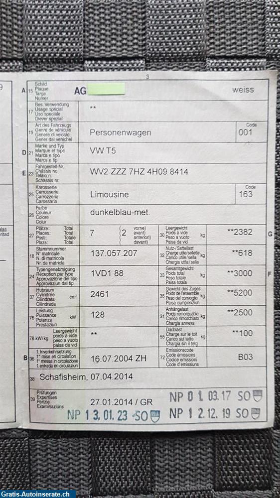 Bild 2: Occasion VW Multivan T5 2.5 L, Diesel/Wohnwagen Bus